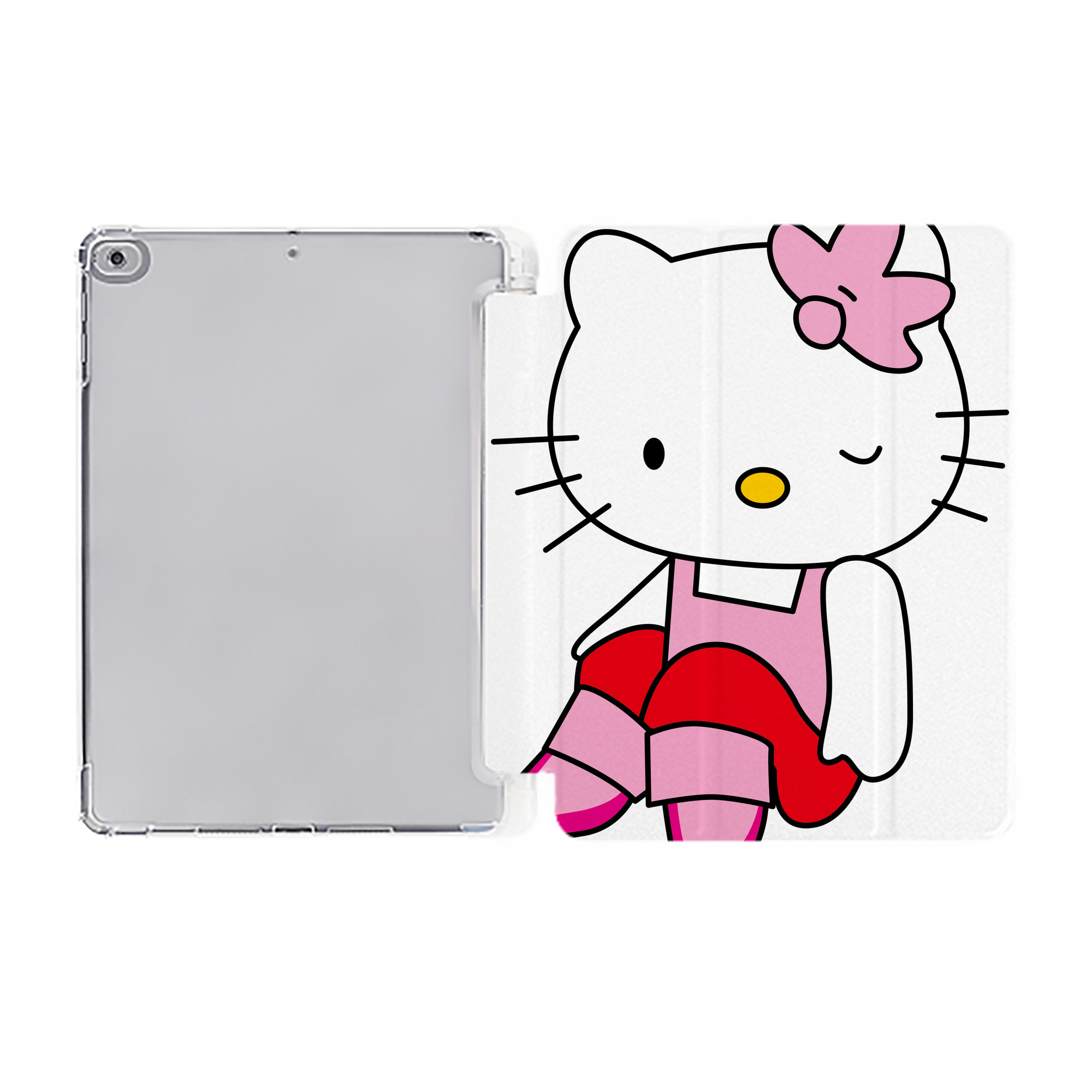 （画像用） Hello Kitty ハローキティ IPad ケース ペン収納付き 三つ折りスタンド PUレザー×シリコン 対応機種9.5/10.5/10.9インチ